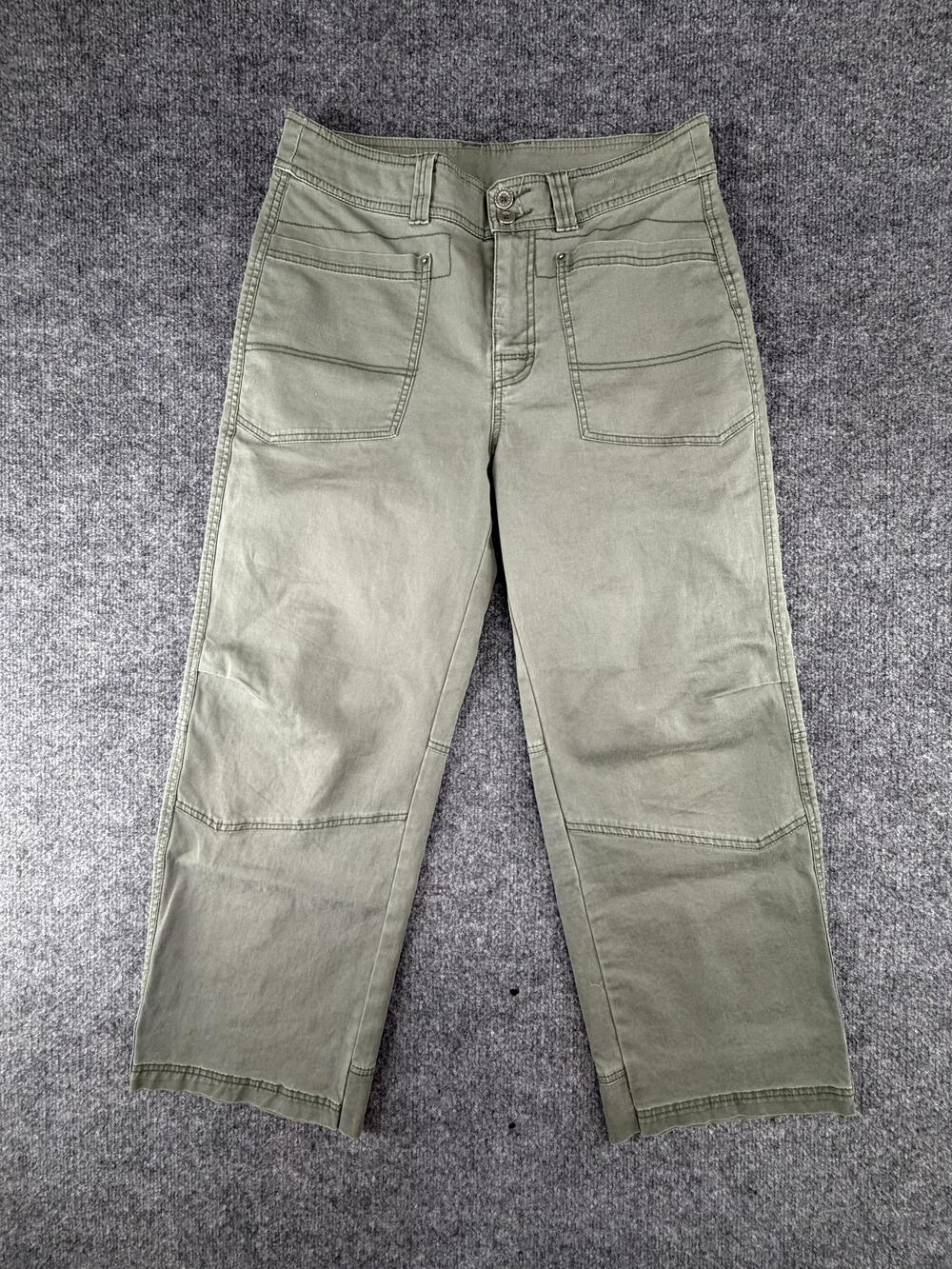 Sundance Pants Womens 6 Green Twill Cropped Straight Utility Pockets Stretch
